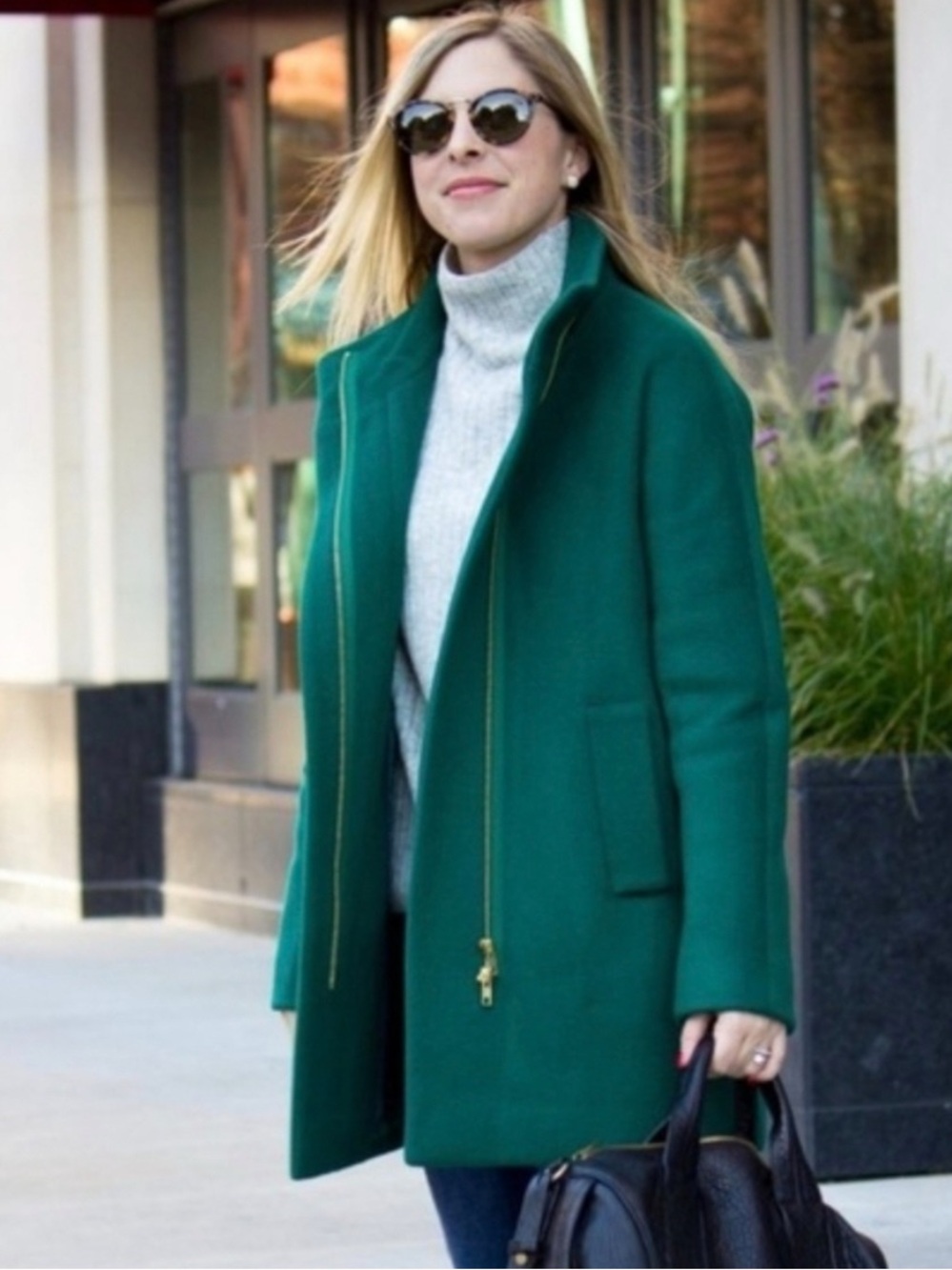 J. Crew Green Wool Blend City Coat 12